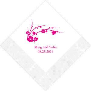 100 FOIL IMPRINTED PERSONALIZED WEDDING Cherry Blossom LUNCHEON PAPER 