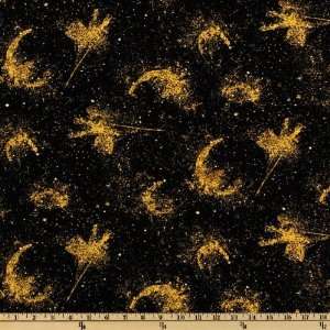  44 Wide My Universe Abstract Black/Yellow Fabric By The 