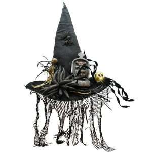 Halloween Witch Skeleton Hat With Tombstone, Graveyard  