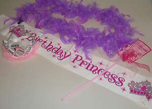 BIRTHDAY PRINCESS SASH, WAND, TIARA & BOA   New Birthday Party pink 