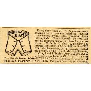  1871 Ad Eureka Patent Diaper Linen Cloth Lord Taylor 