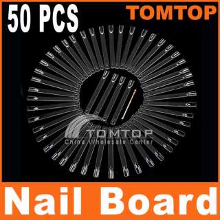 50 False Nail Art Board Tips Stick Polish Foldable Display Practice 