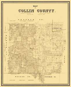 COLLIN COUNTY TEXAS (TX) LANDOWNER MAP 1861 MOTP  