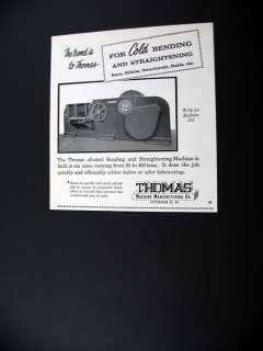 Thomas Bending & Straightening Machine 1959 print Ad  