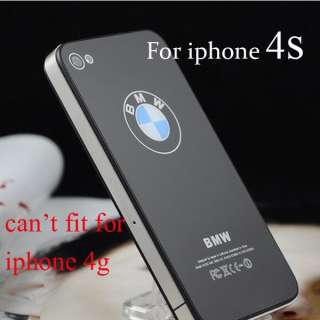 Newest Black BMW Glass glossy Back Battery Cover Case For iphone 4S 
