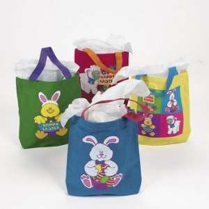  Set of 4 EASTER Mini Canvas TOTE Bags/BUNNY CHICK/EGG 