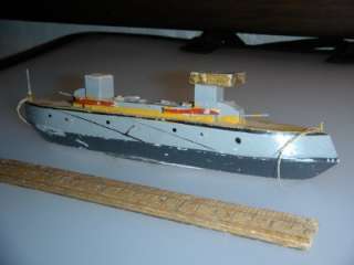 VINTAGE SOLID WOOD TOY SHIP MADE IN JAPAN  