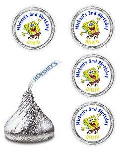 108 SPONGEBOB BIRTHDAY PARTY CANDY HERSHEY KISSES LABELS FAVORS 