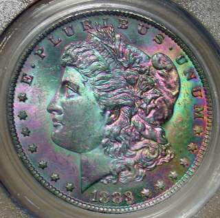 1883 o PCGS MS63 Rainbow Toned Morgan Dollar N/R  