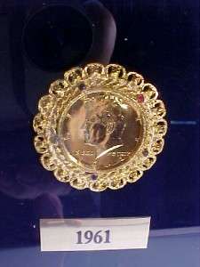 JFK COMMEMORATIVE COIN SET GOLD PLATED 1964 HALF DOLLAR  