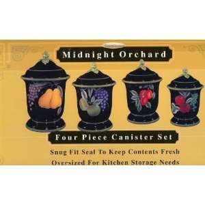   Orchard four piece Handpainted Ceramic Canister Set