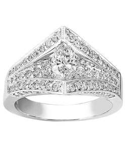 14k Gold 1ct TDW Marquis Diamond Engagement Ring (H I, S1)   