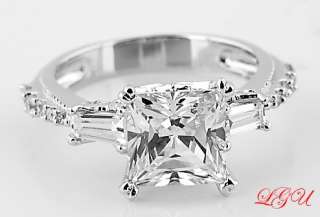 STERLING SILVER 925 PRINCESS CZ ENGAGEMENT RING Sz 5  
