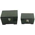 Faux Leather Jewelry & Keepsake Box in Polished Black (Set of 2 