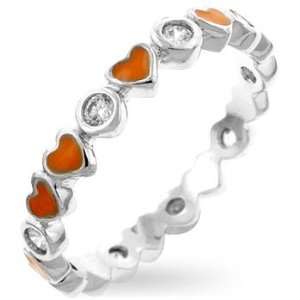  ORANGE ENAMEL RING SIZES 5 10 Hearts Jewelry