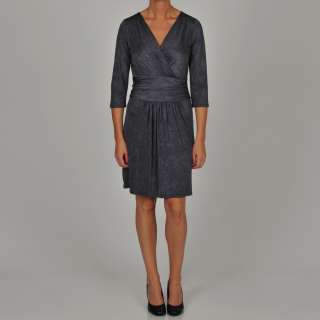 Tiana B Womens Grey Hammered Jersey Knit Dress  