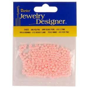  3mm Loose Round Pearls, Lt Pink, 300 Pc Pkg (1 Pack) Pet 