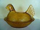 vintage amber hen on nest candy dish indiana glass expedited