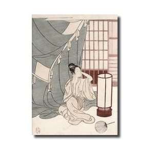  Young Woman Kneeling By Her Mosquito Net 1766 Giclee Print 