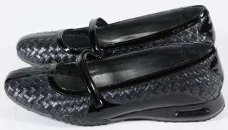 Cole Haan Nike Air Black Basket Weaved Patent Leather Maryjane Flats 7 