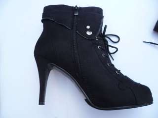 BLACK LADY HIGH HEELS ANKLE BOOTS SIZE 5 10  