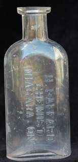 Antique Clear Embossed Glass Medicine BOTTLE Chemist NIAGARA ONTARIO 
