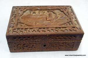 vintage antique decorative hand carved wooden Box wood Jewelry Box 