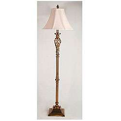 Antique Brass French Twist Column Floor Lamp  