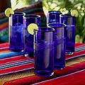 This item Set of 6 Blown Glass Pure Cobalt Highball Glasses (Mexico 
