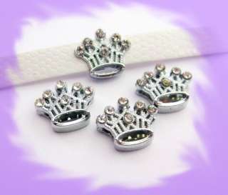 50pc 10mm Crown Slide Charms Fit Wrisband Bracelet and Pet Collar Dog 