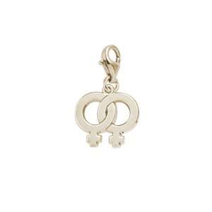 Rembrandt Charms Female Twins Charm with Lobster Clasp, 14k Yellow 