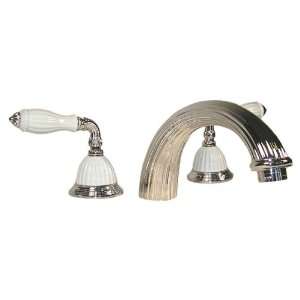   822/320/152 Ornate Nickel Porcelain Roman Tub Faucet w/ Hand Shower