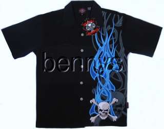 NEW Flaming Skull biker shirt, Dragonfly, XXL  