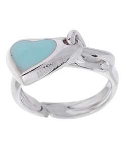   Amadomio 18kt White Gold Pop Heart Turquoise Ring  
