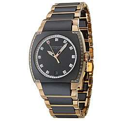 Wittnauer Mens Black Ceramic and Rose Gold Diamond accent Watch 