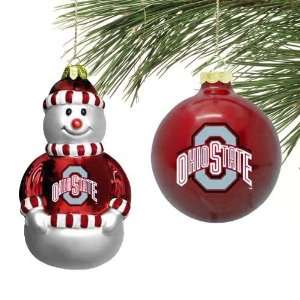  Ohio State Buckeyes Mini Blown Glass Ornament Set Sports 