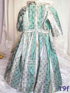 BEAUTIFUL ANTIQUE SILK DOLL DRESS FOR ANTIQUE DOLL 21 LONG  