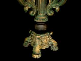 Pair of Baroque Wood Candelabra Ornate Candlesticks  