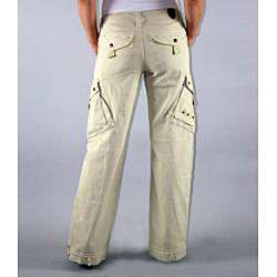 Institute Liberal Womens Beige Twill Cargo Pants  