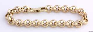 Chunky Rolo Chain Womens Bracelet   14k Yellow Gold Beveled 
