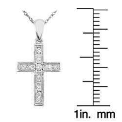 14k Gold and 1/6ct TDW Diamond Cross Necklace  