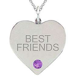   Birthstone Amethyst Engraved BEST FRIENDS Necklace  