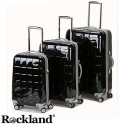 Rockland Elite Designer Black 3 piece Hardside Spinner Luggage Set 