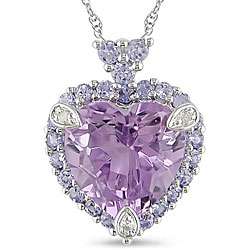  Gold Amethyst, Tanzanite and Diamond accented Necklace  