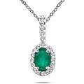 10k Gold Emerald and 1/10ct TDW Diamond Necklace (H I, I1 I2)