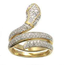 14k Yellow Gold 3/4ct TDW Diamond Snake Ring (H I, I2)  
