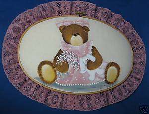 HAND PAINTED TEDDY BEAR DECORATIVE WALL HANGING PRETTY  