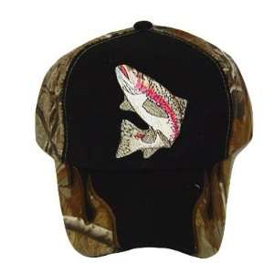 OUTDOOR CAMOUFLAGE TROUT FISH HAT CAP REALTREE CAMO BLK  