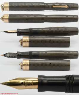   EVERSHARP black HR nice pattern lever filling pen 1920s NICE  