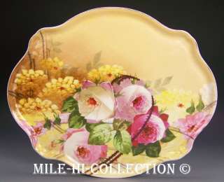 LIMOGES FRANCE HAND PAINTED ROSES 16 PORCELAIN TRAY  